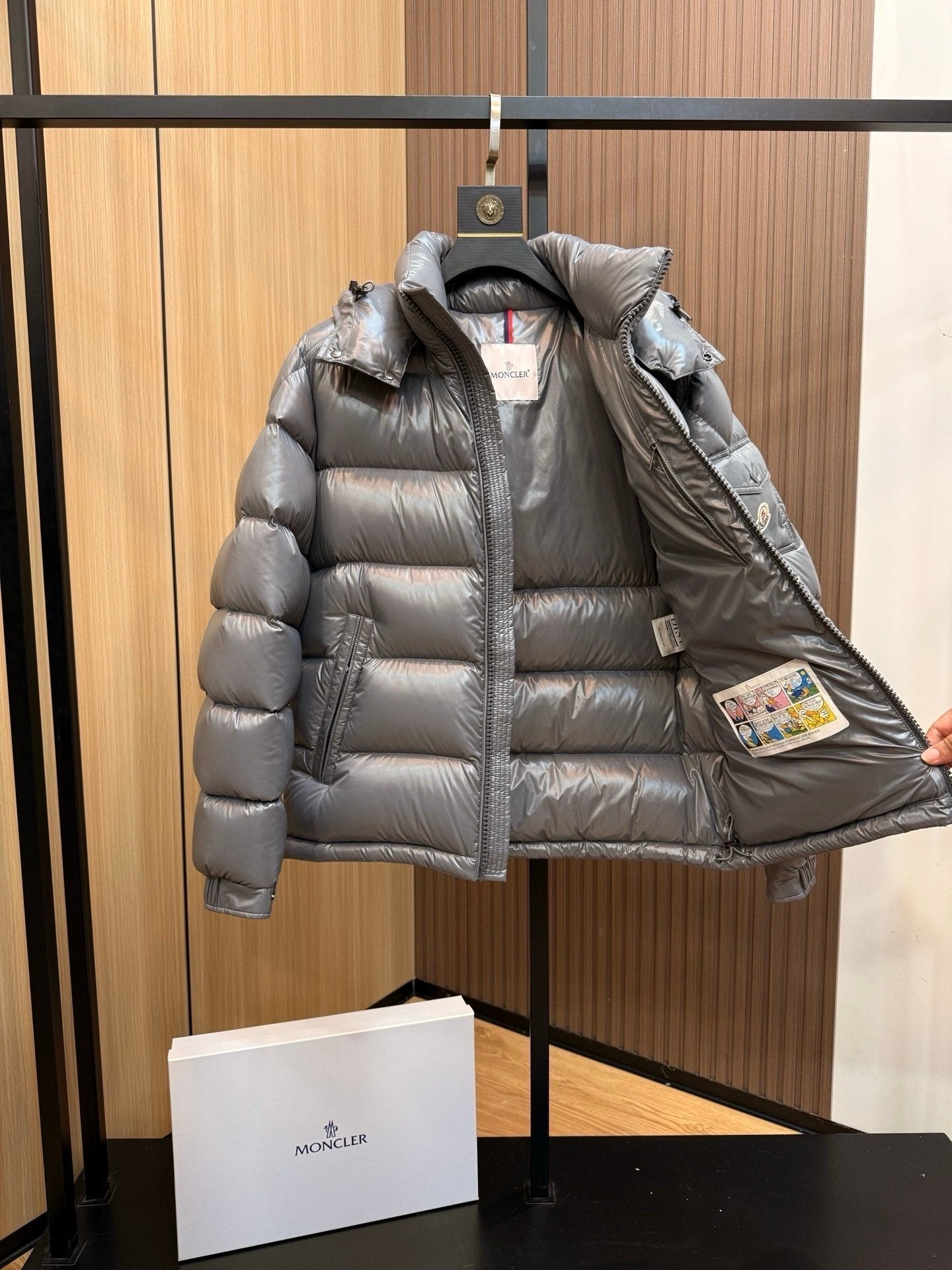 Moncler Maya Hooded Down Jacket Grey
