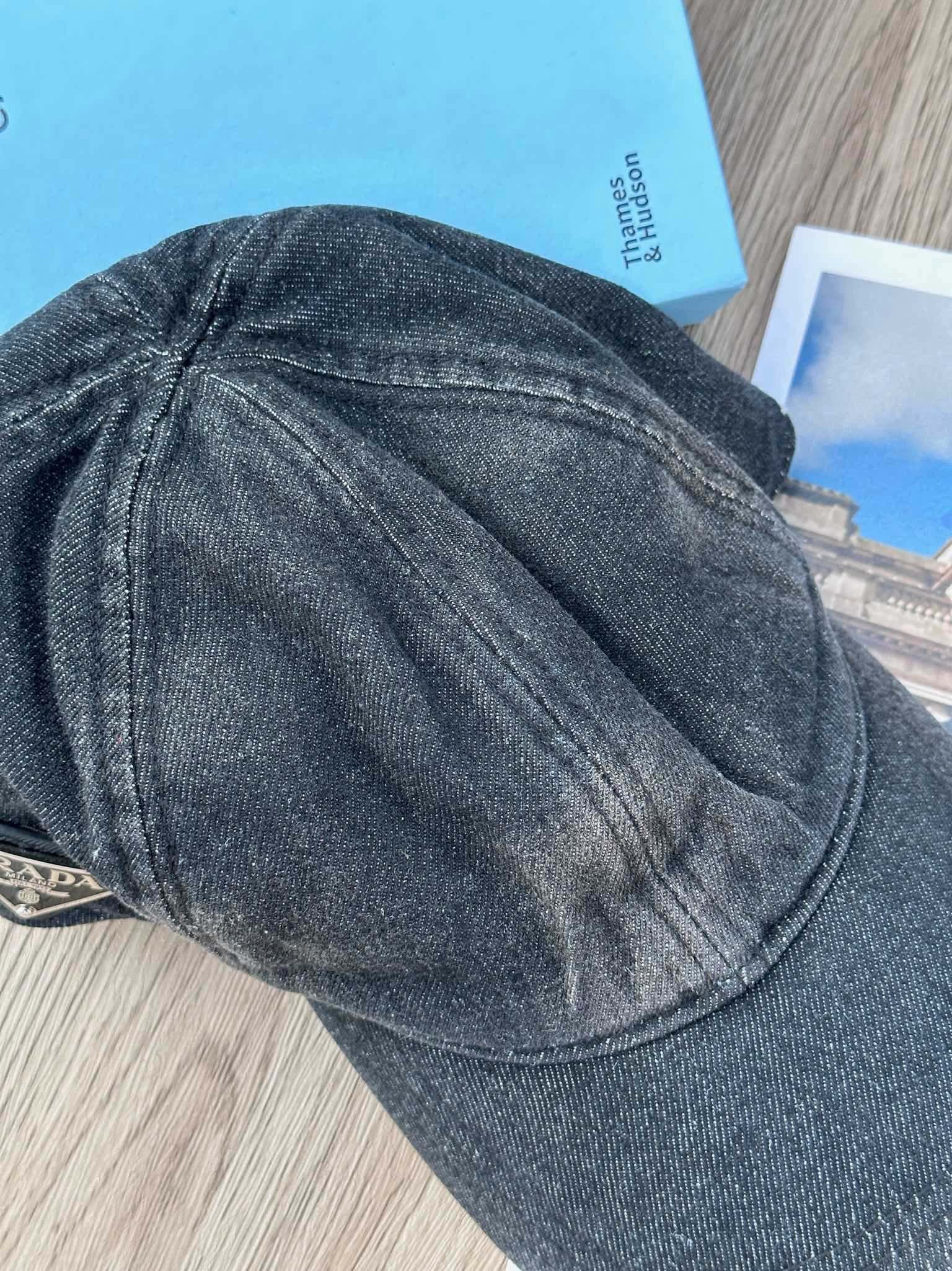 Prada Denim Black/Grey Logo Cap