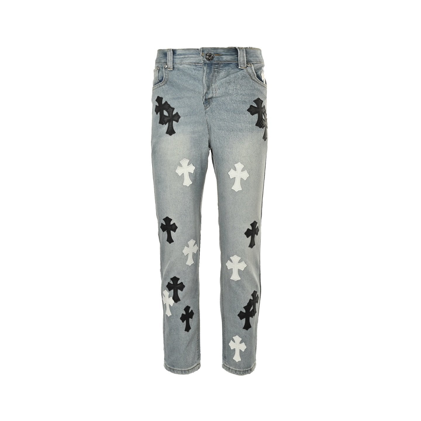 Chrome Hearts Kendall Jenner Jeans Blue Black/White Logo Patch