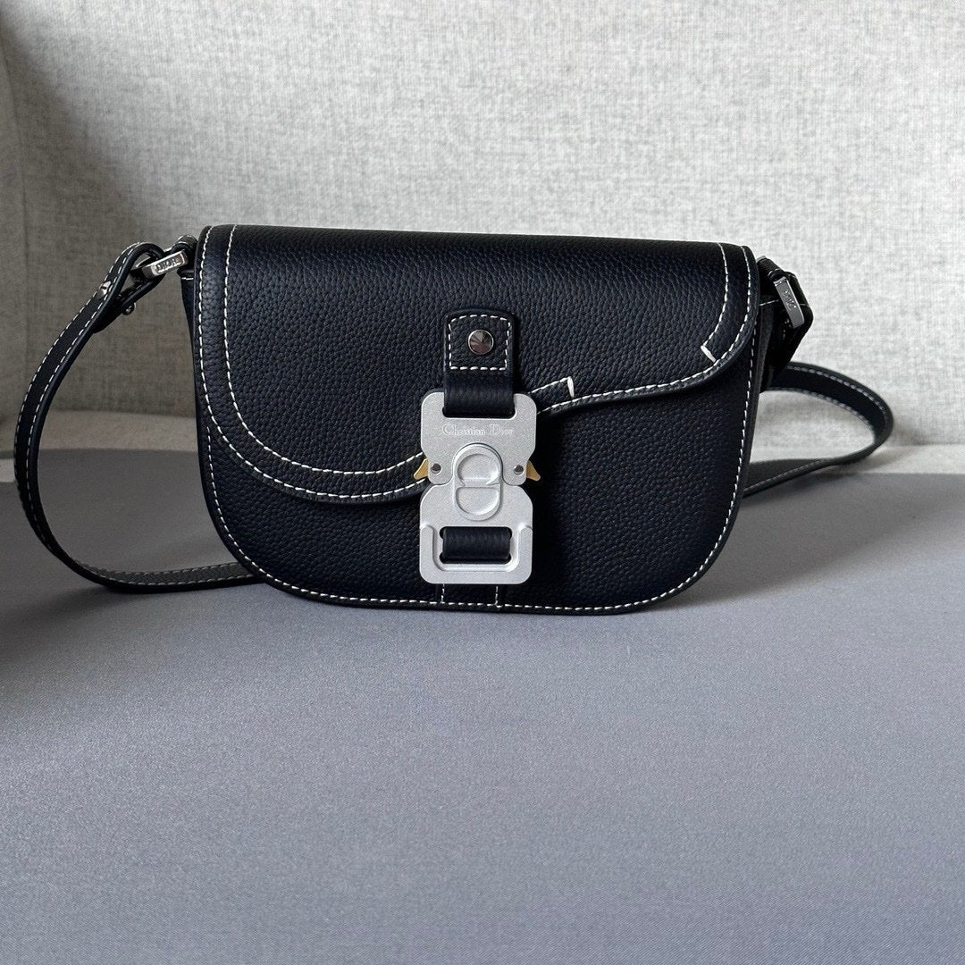 Dior Leather Mini Saddle Messenger Bag Black