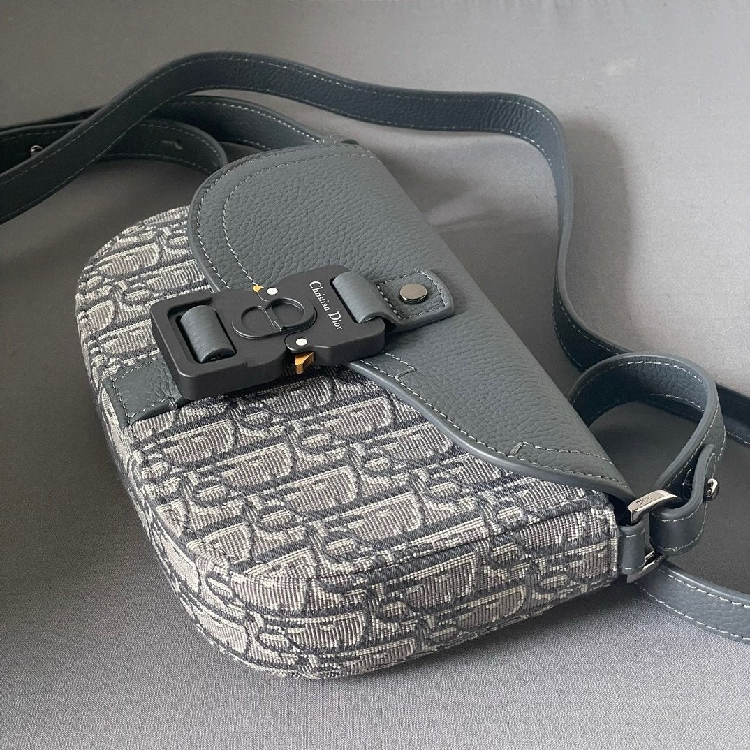Dior Oblique Mini Saddle Messenger Bag Grey