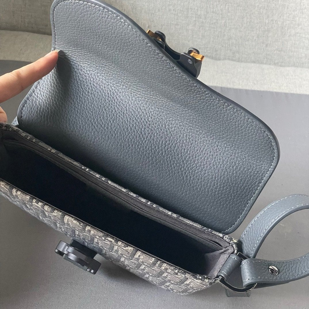 Dior Oblique Mini Saddle Messenger Bag Grey