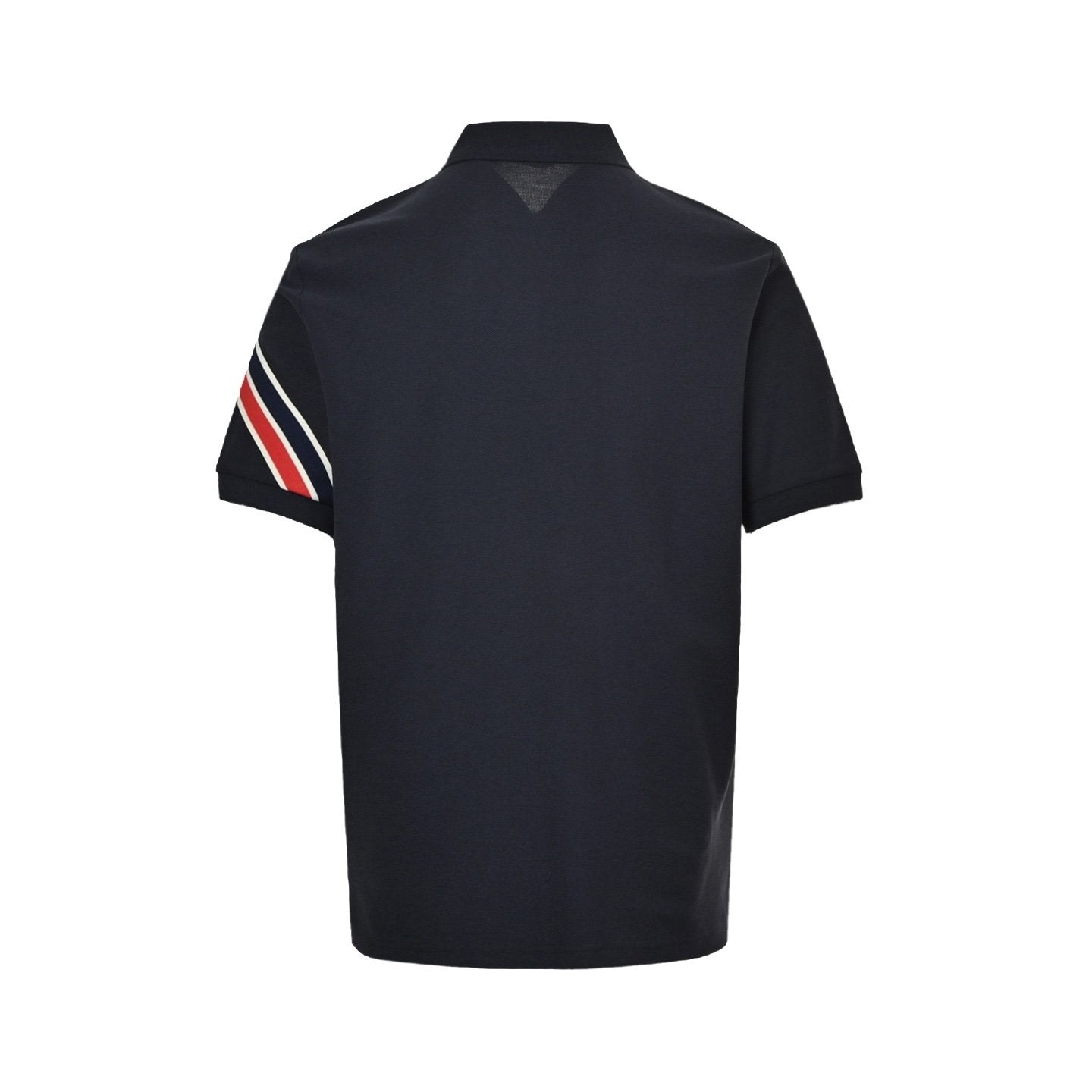 Moncler Tricolour Trimmed Cotton Piquet T-Shirt Navy