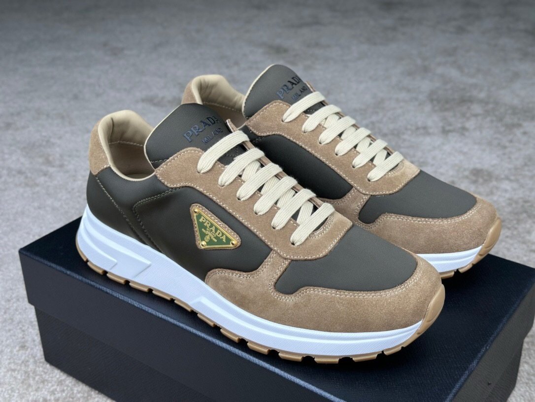 Prada Prax 01 Re-Nylon Beige Green Suede