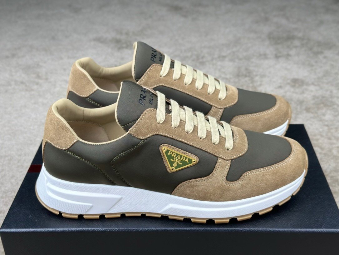 Prada Prax 01 Re-Nylon Beige Green Suede