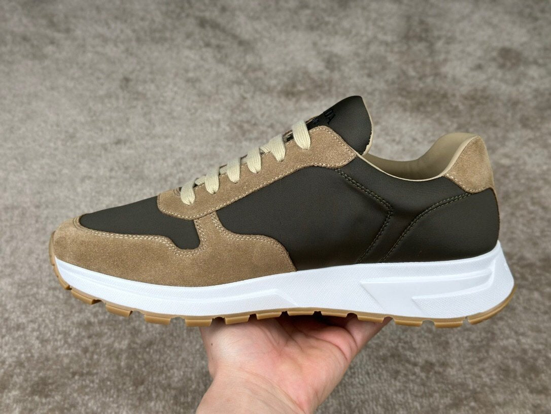 Prada Prax 01 Re-Nylon Beige Green Suede