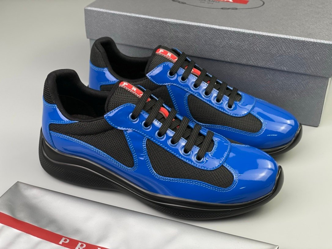 Prada Americas Cup Black & Blue Trainers Patent