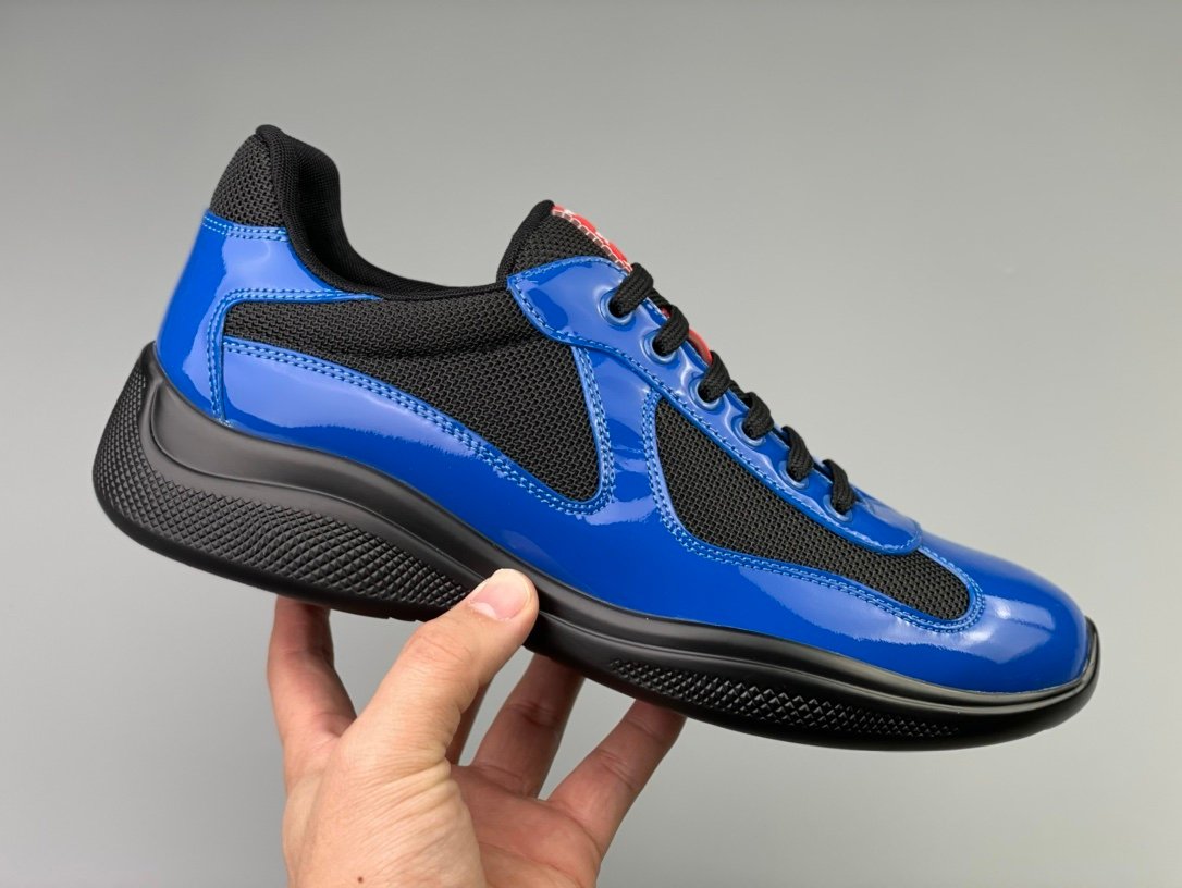 Prada Americas Cup Black & Blue Trainers Patent