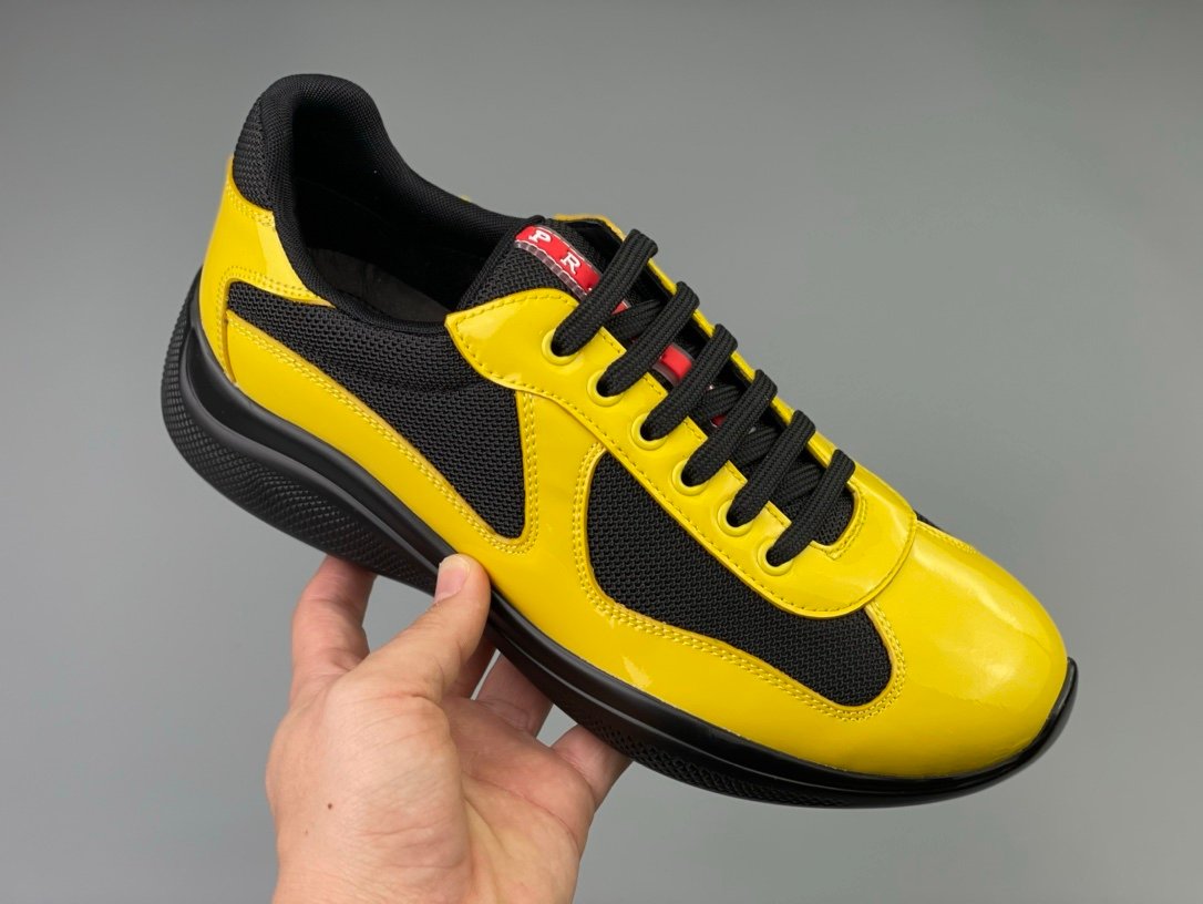 Prada Americas Cup Black & Yellow Trainers Patent
