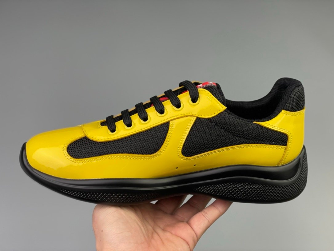 Prada Americas Cup Black & Yellow Trainers Patent