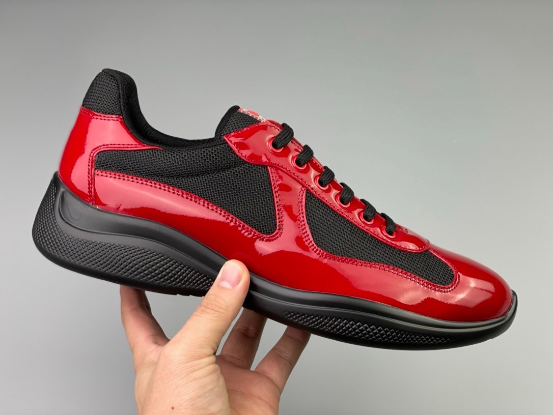 Prada Americas Cup Black & Red Trainers Patent