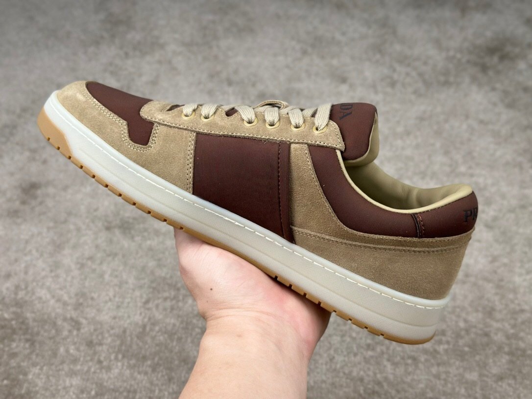 Prada Downtown Beige Suede & Re-Nylon