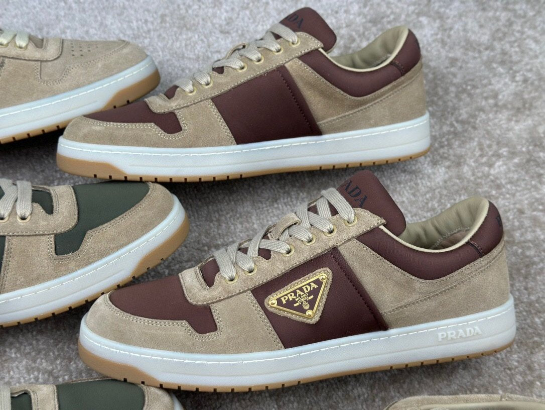 Prada Downtown Beige Suede & Re-Nylon