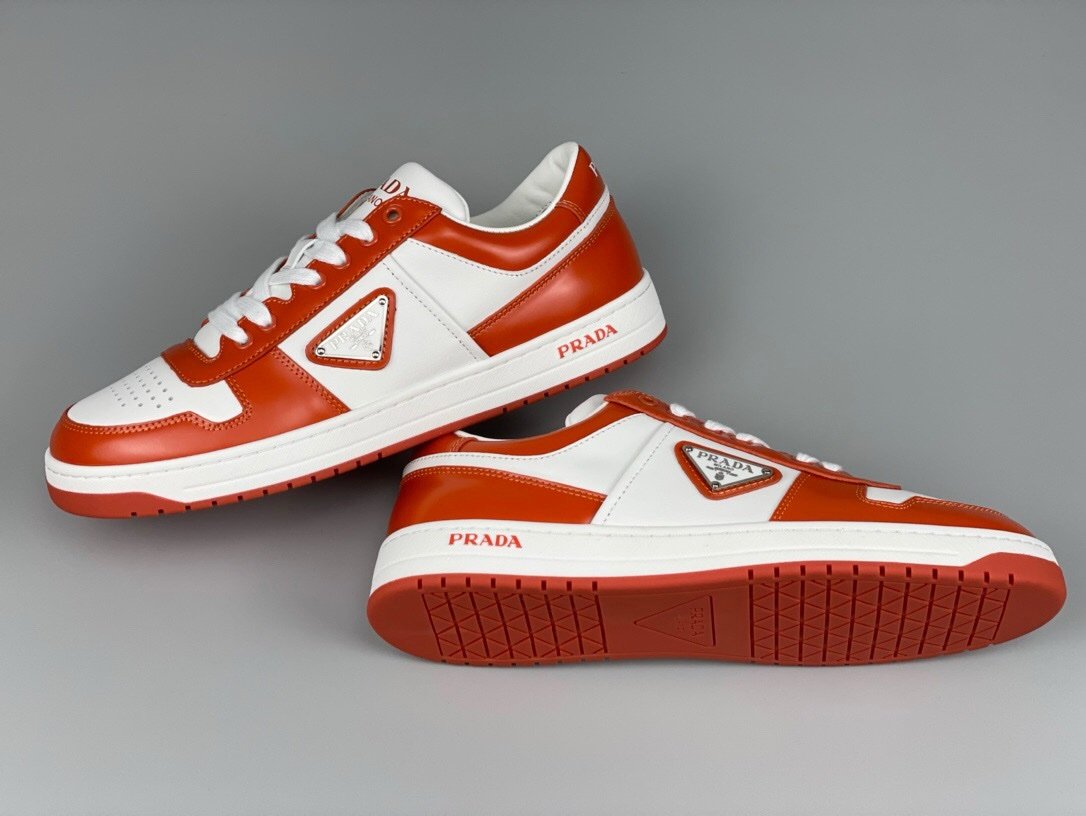 Prada Downtown Leather White Orange Re-Nylon