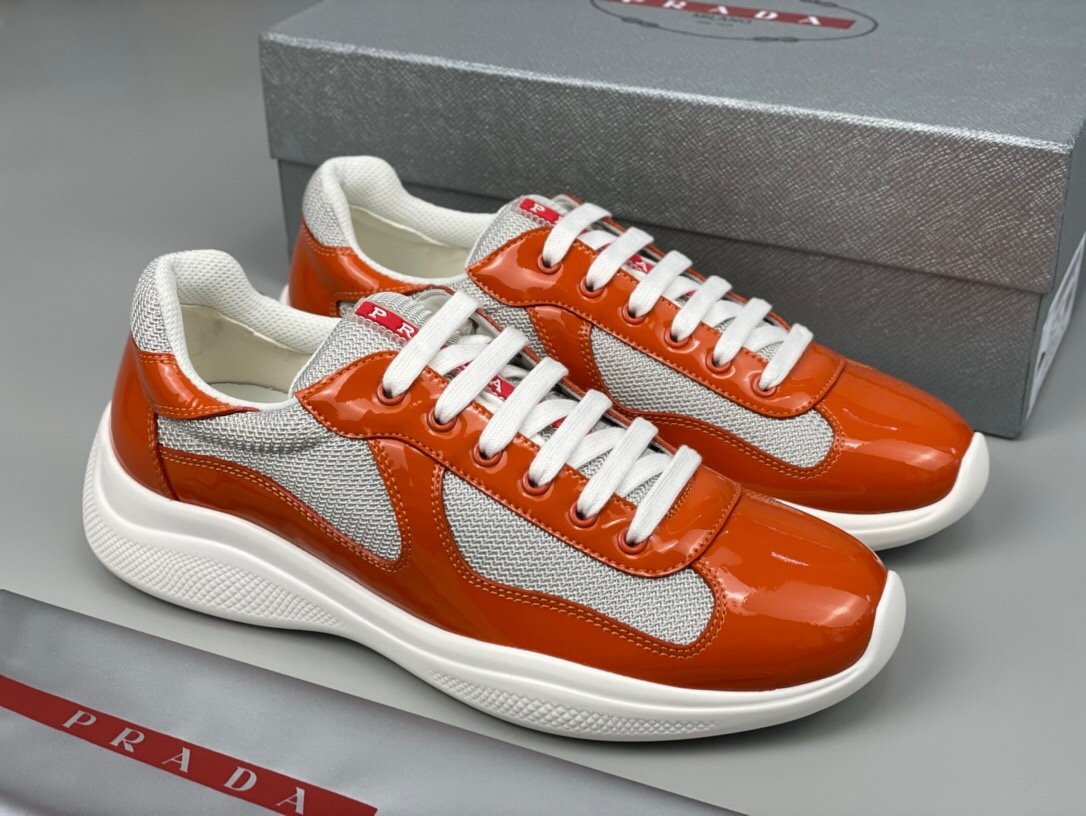 Prada Americas Cup Orange Grey Trainers