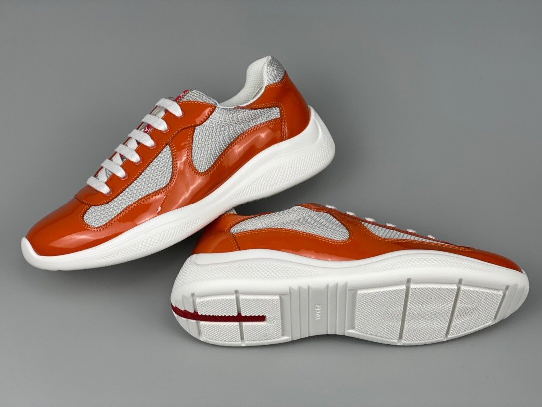Prada Americas Cup Orange Trainers