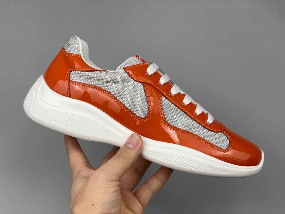 Prada Americas Cup Orange Grey Trainers