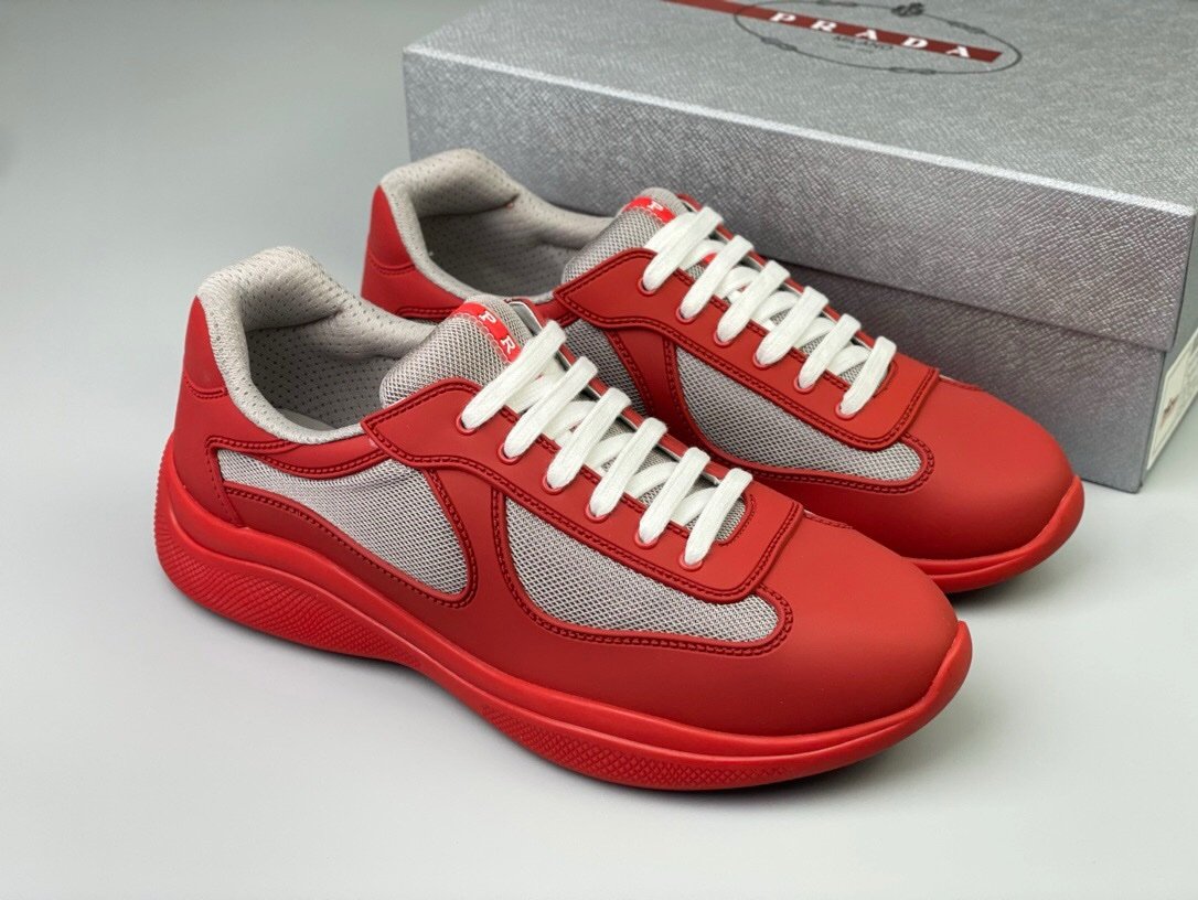 Prada Americas Cup Soft Icon Red Trainers
