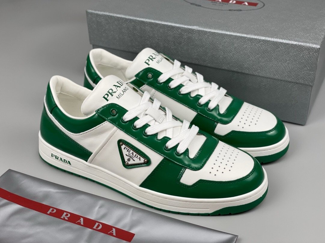 Prada Downtown Leather White Green Re-Nylon