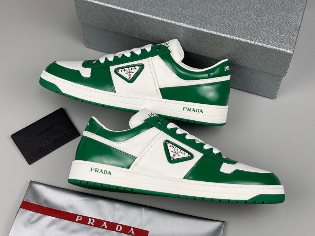 Prada Downtown Leather White Green Re-Nylon