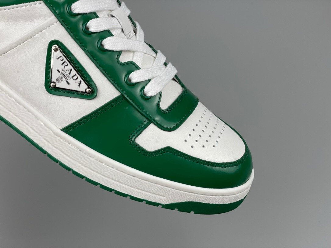 Prada Downtown Leather White Green Re-Nylon