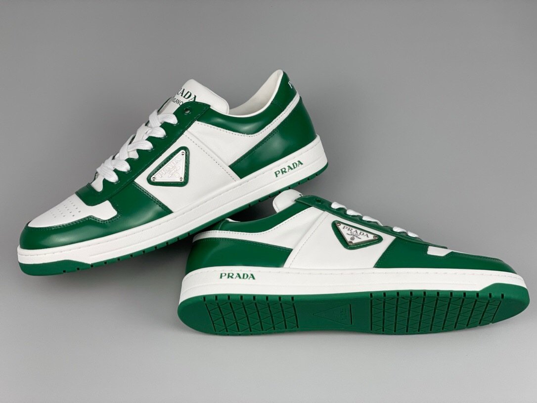 Prada Downtown Leather White Green Re-Nylon