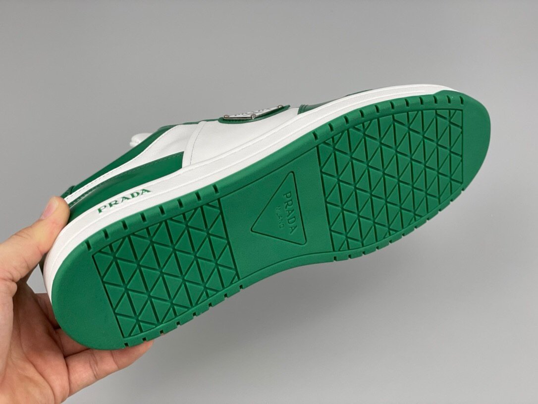 Prada Downtown Leather White Green Re-Nylon