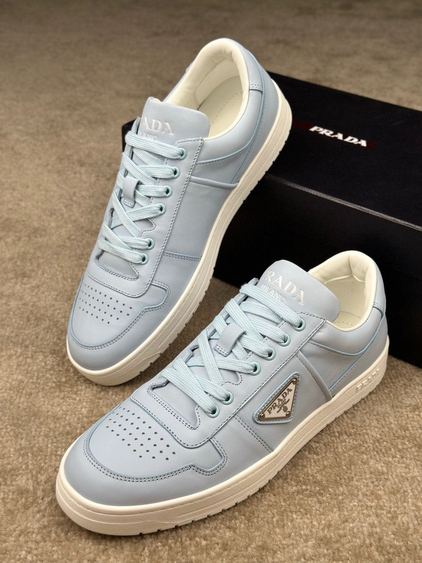 Prada Downtown Leather Blue Re-Nylon