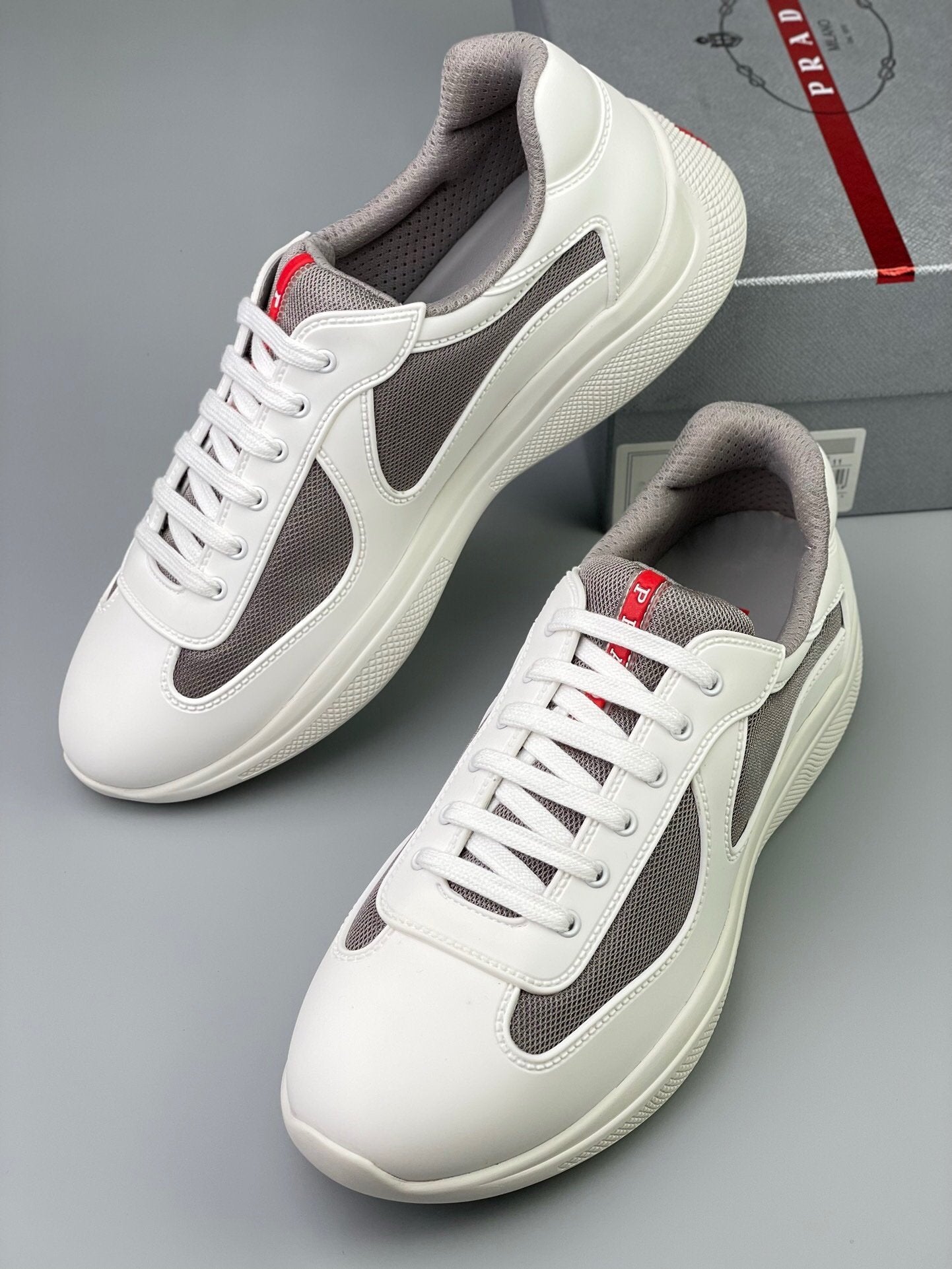 Prada Americas Cup Icon Soft White Grey Trainers