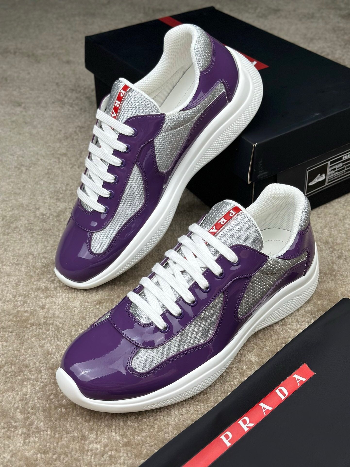 Prada Americas Cup Purple Grey Trainers