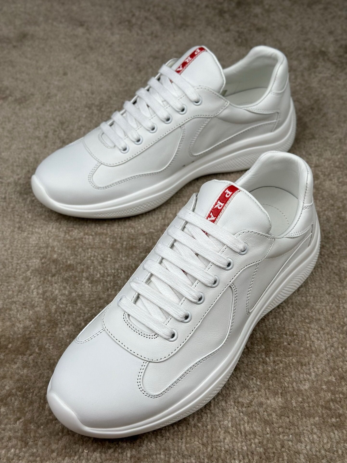 Prada Americas Cup Full Leather White Trainers