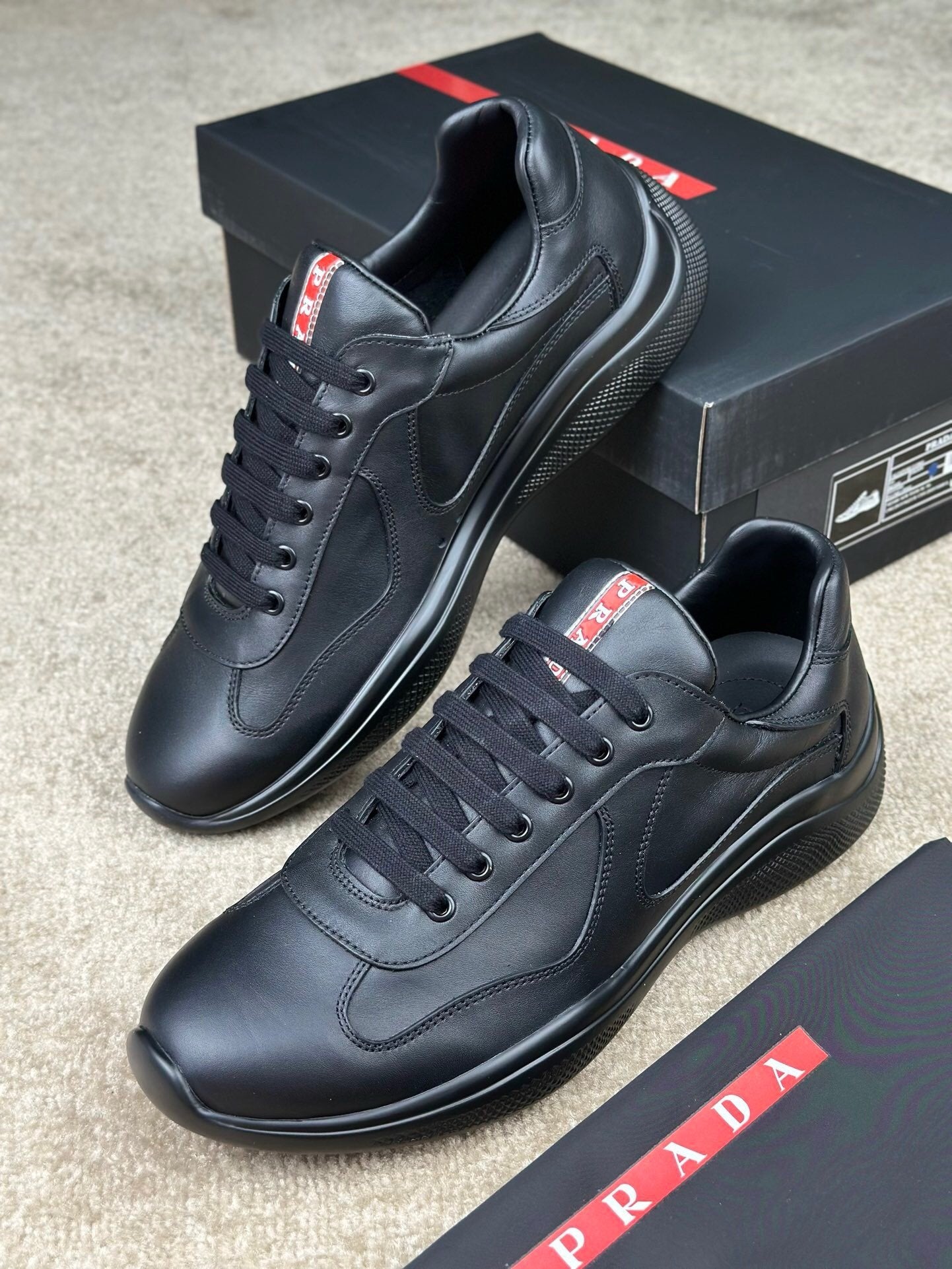 Prada Americas Cup Full Leather Black Trainers