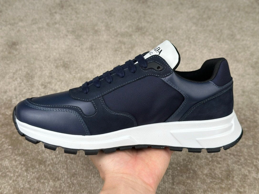Prada Leather & Re-Nylon Navy White