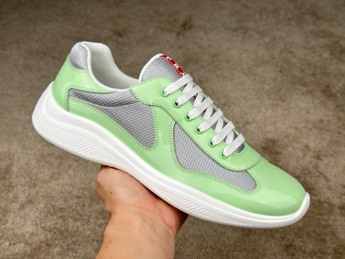 Prada Americas Cup Dark Mint Green Grey Trainers