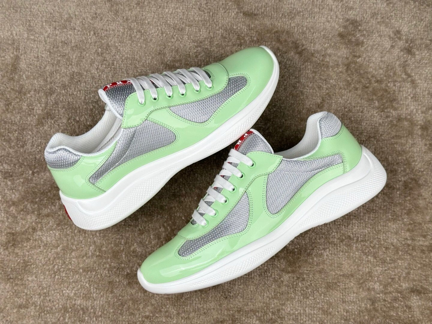 Prada Americas Cup Dark Mint Green Grey Trainers