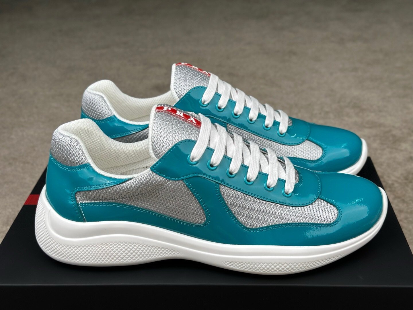 Prada Americas Cup Petrol Grey Trainers