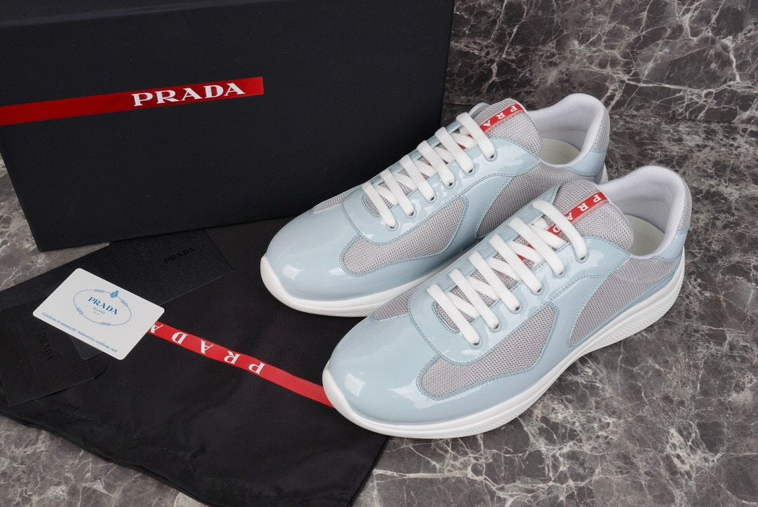 Prada Americas Cup Baby Blue Grey Trainers