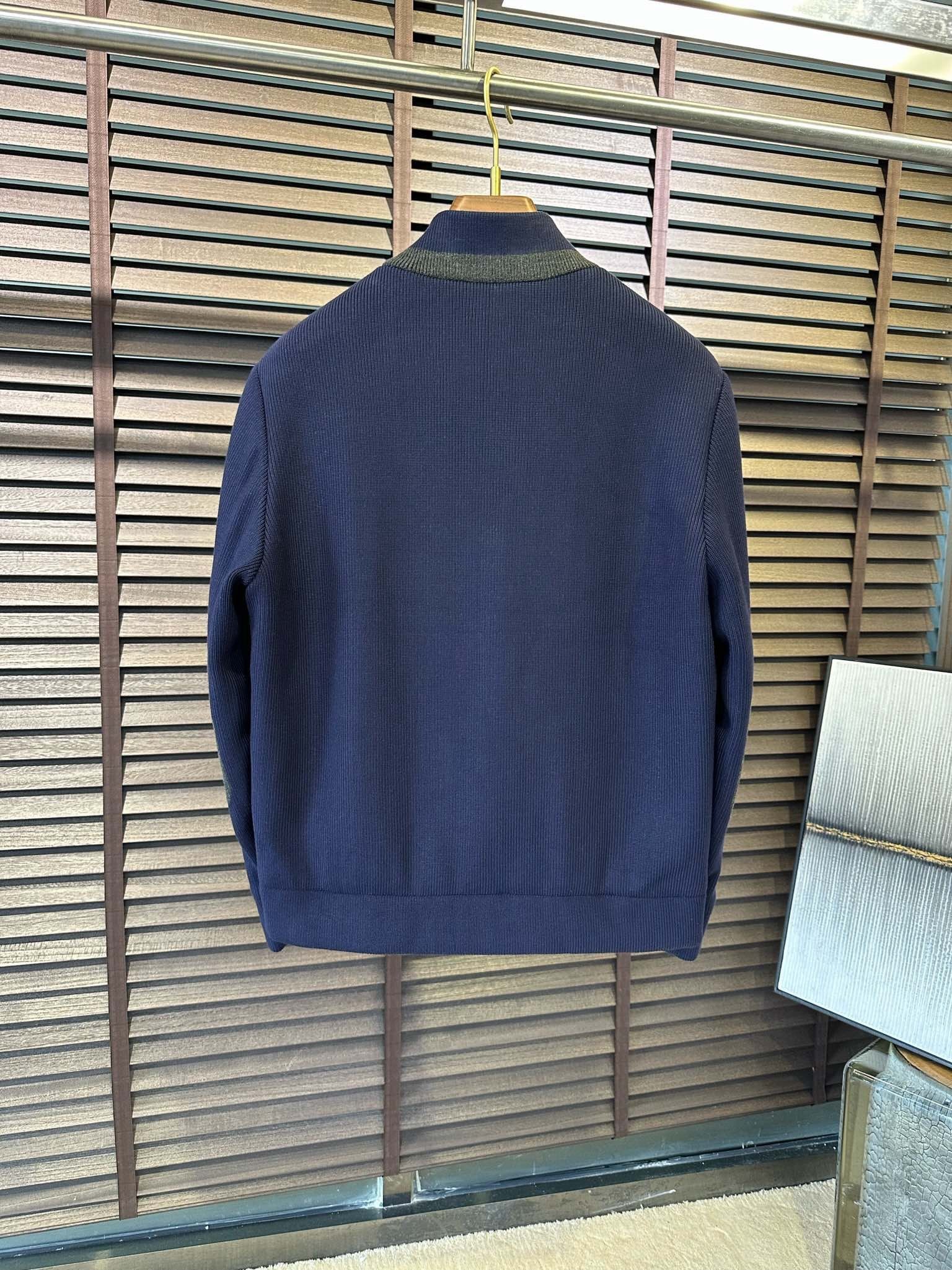 Moncler Knitted Padded Cardigan Jacket Navy Blue