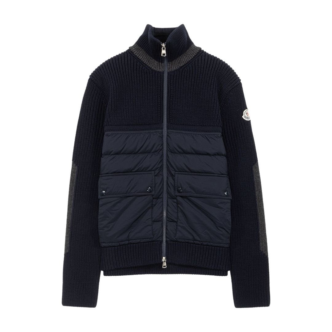 Moncler Knitted Padded Cardigan Jacket Black