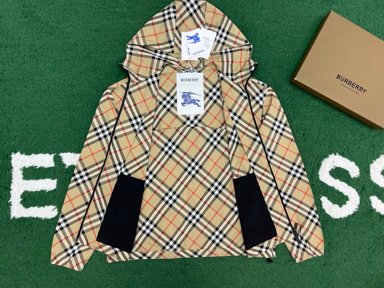 Burberry Check Jacket In Sand