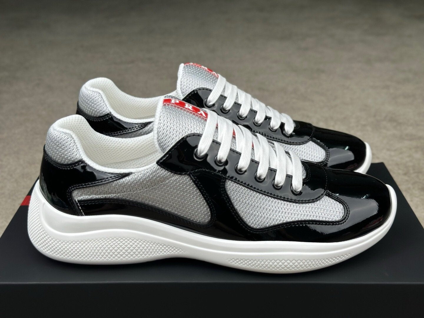 Prada Americas Cup Navy Grey Trainers Classic