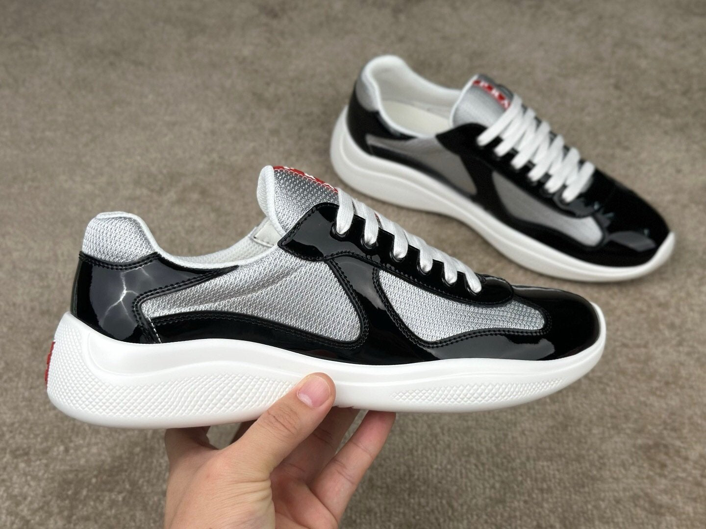 Prada Americas Cup Navy Grey Trainers Classic