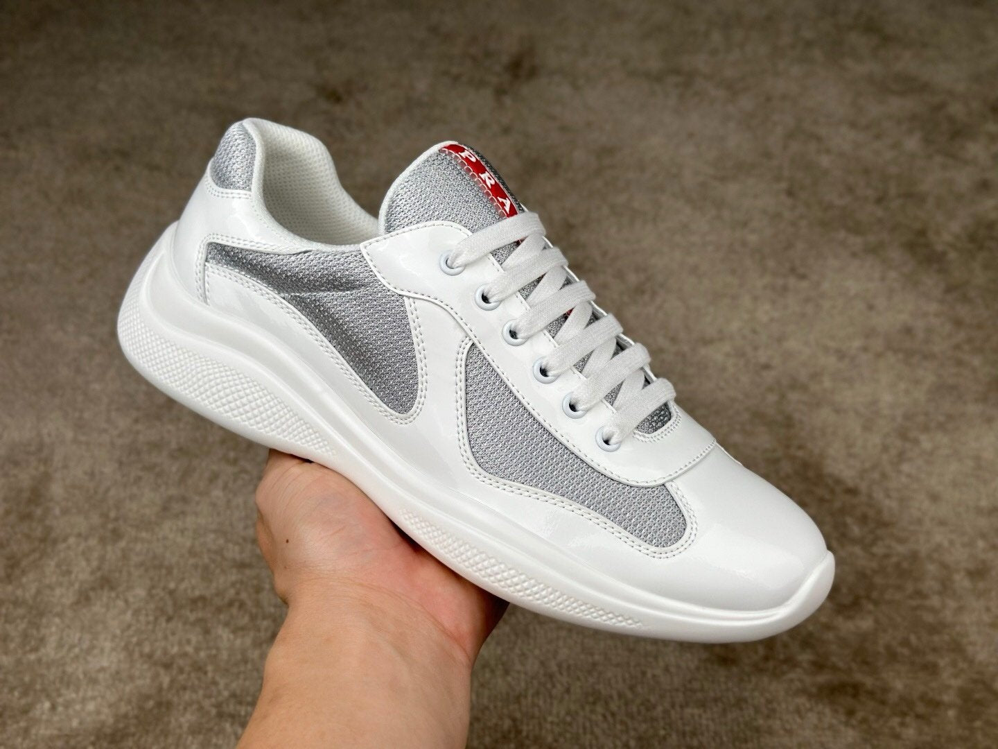 Prada Americas Cup White Grey Trainers