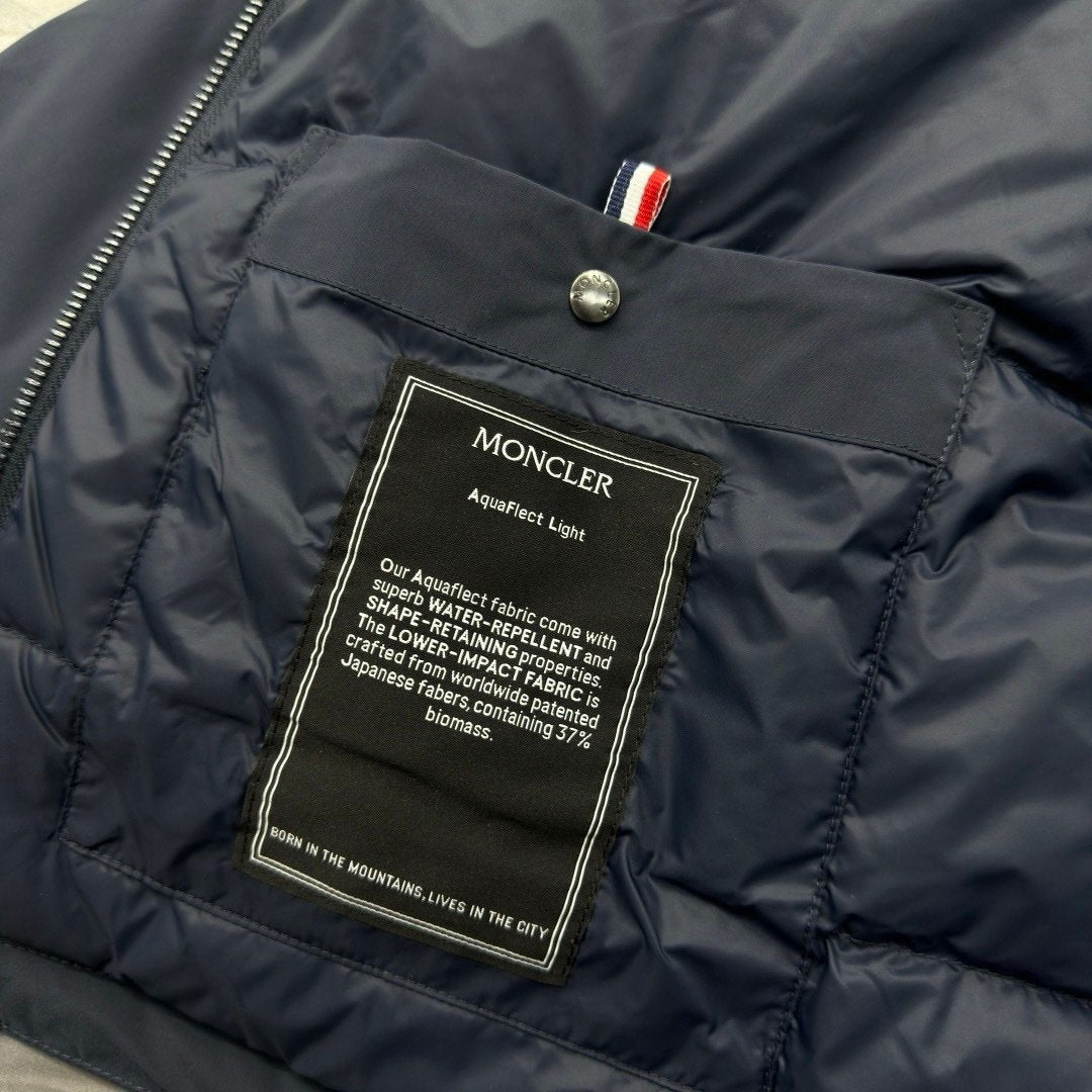 Moncler Navy Nohedes Leather Pocket Hooded Jacket