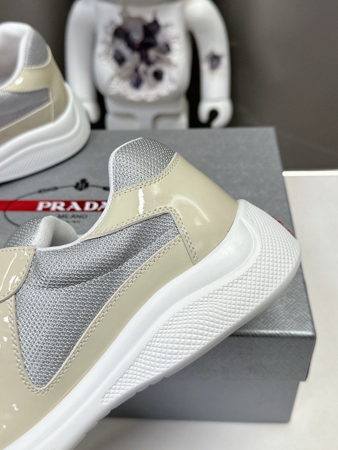 Prada Americas Cup Beige Grey Trainers