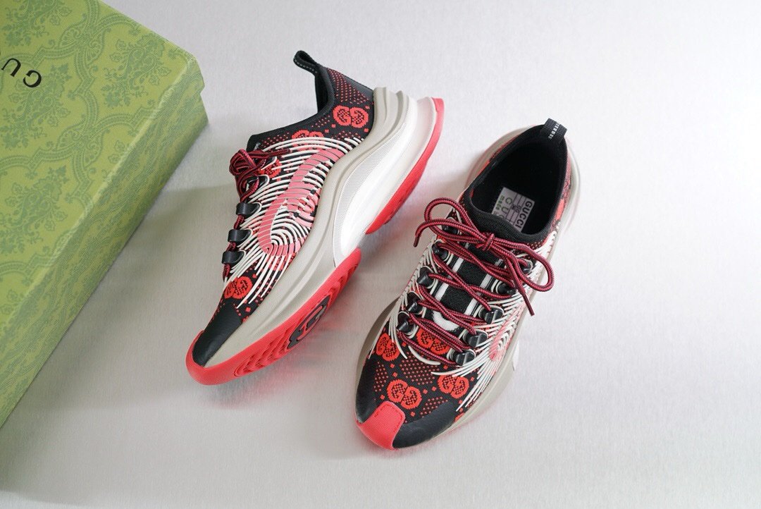 Gucci Monogram Run Sneaker Black Red