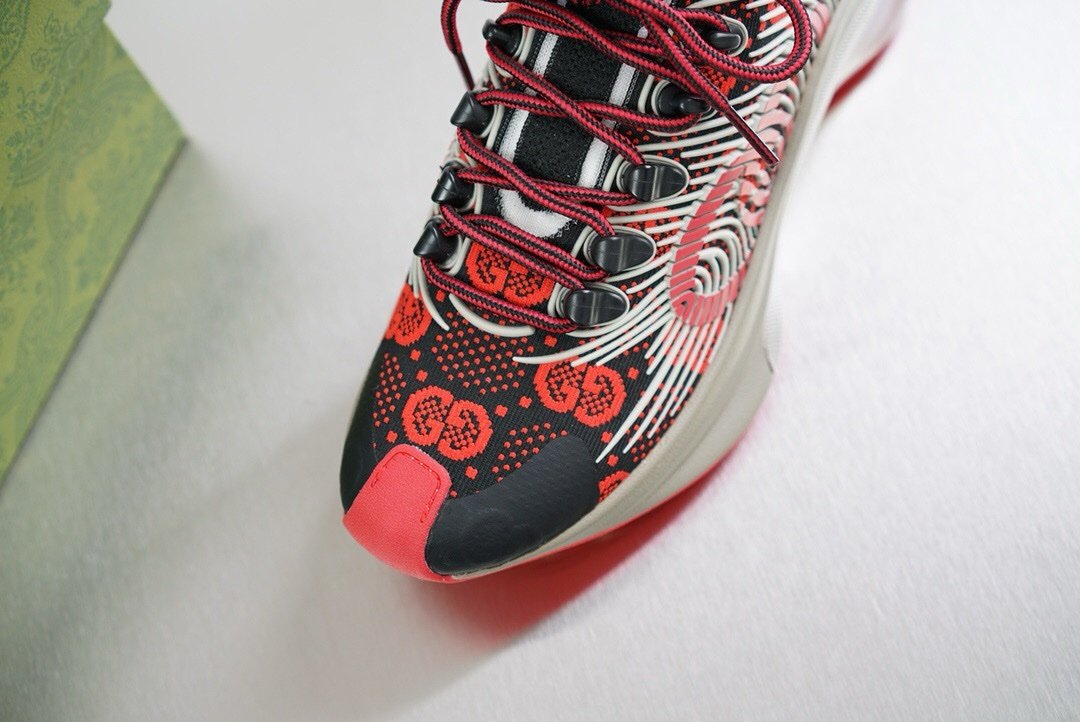 Gucci Monogram Run Sneaker Black Red