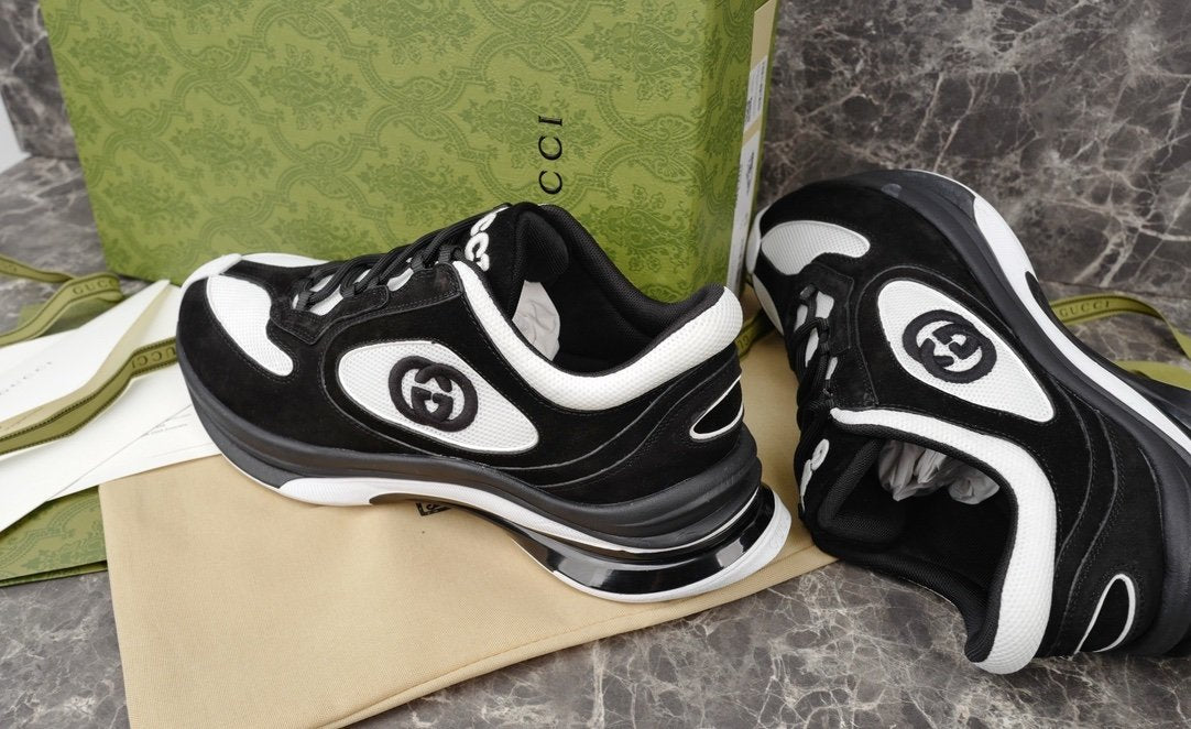 Gucci Run Sneaker Black Suede White