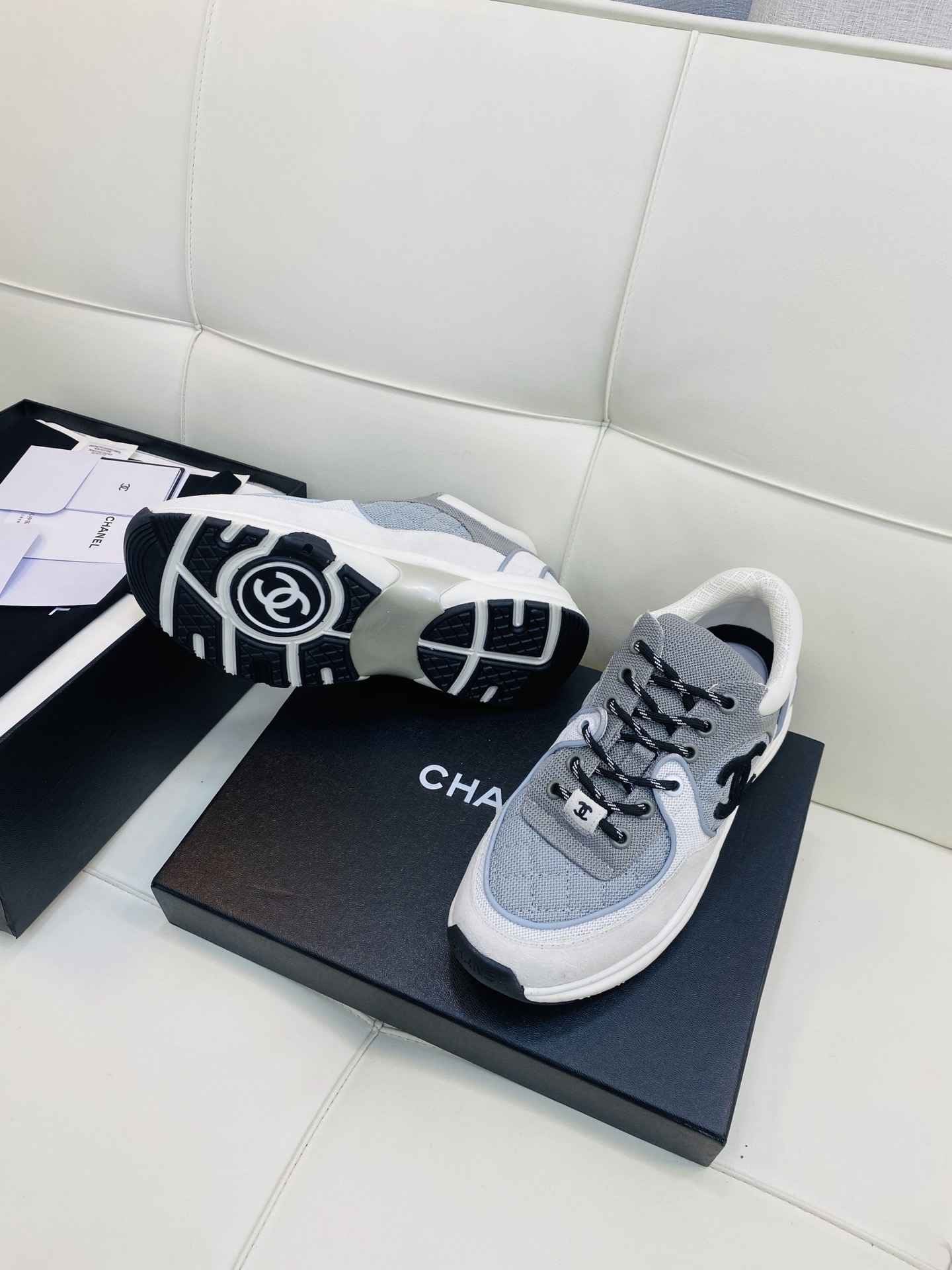 Chanel Low Top CC Trainer White Blue Black