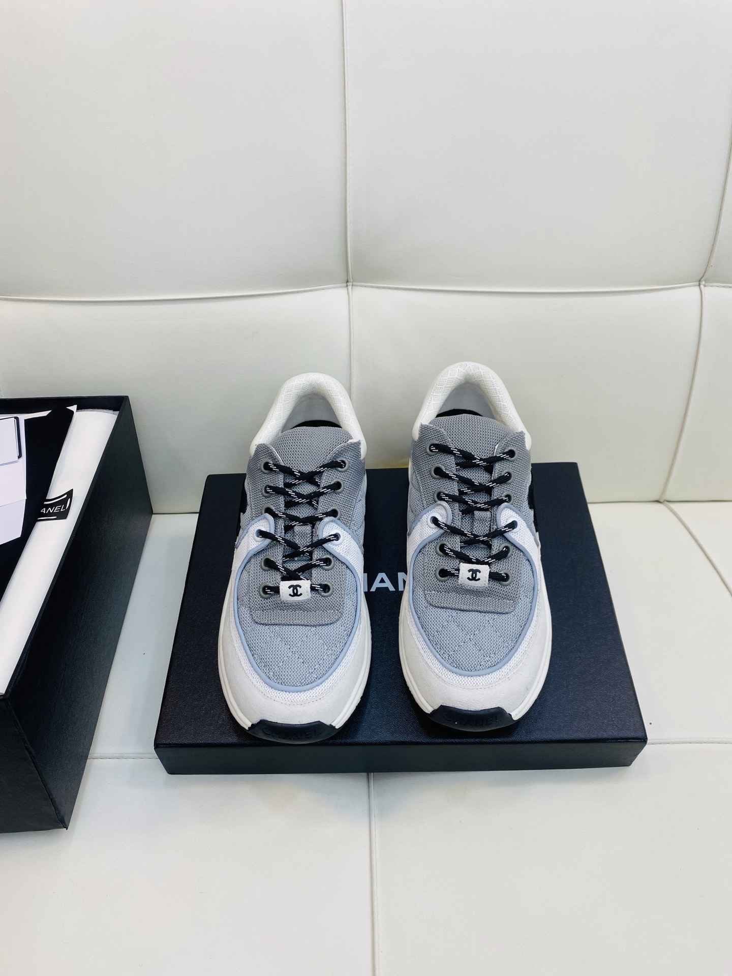 Chanel Low Top CC Trainer White Blue Black